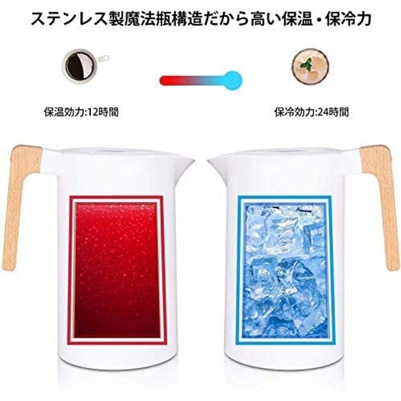 保温卓上ポット 保温 保冷 保温ポット 大容量 ガラス 魔法瓶 卓上ポット 断熱ポット 家庭用 業務用 コーヒーポット おしゃれ ハンドル付き 24時間 保温 滑り止め 洗いやすい ホワイト 1l 公式サイト