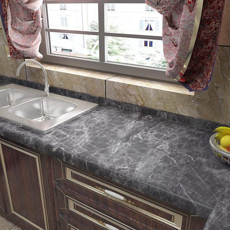 Veelike 大理石シート 壁紙シール 厚手 リメイクシート 黒 大理石調 カッティングシート はがせる インテリアシート 石目調 40c Mata Tabi 通販 Yahoo ショッピング