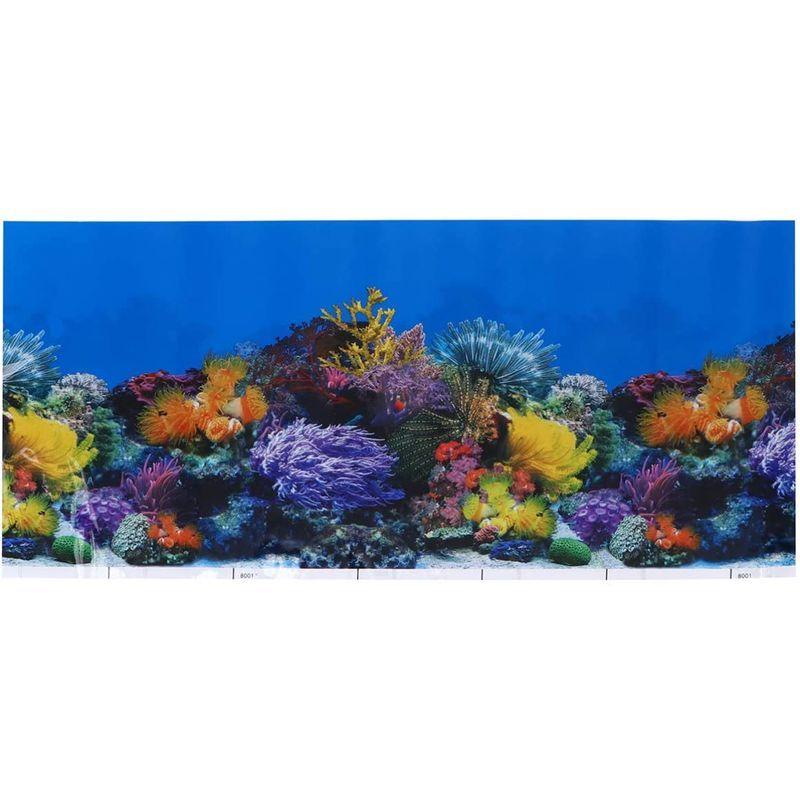 Popetpop 62x30cm 水族館ポスター 送料無料 3ｄ効果 バックスクリーン 水草 水槽の背景 魚タンク 水族館 水槽 水槽の飾り 両面 壁紙