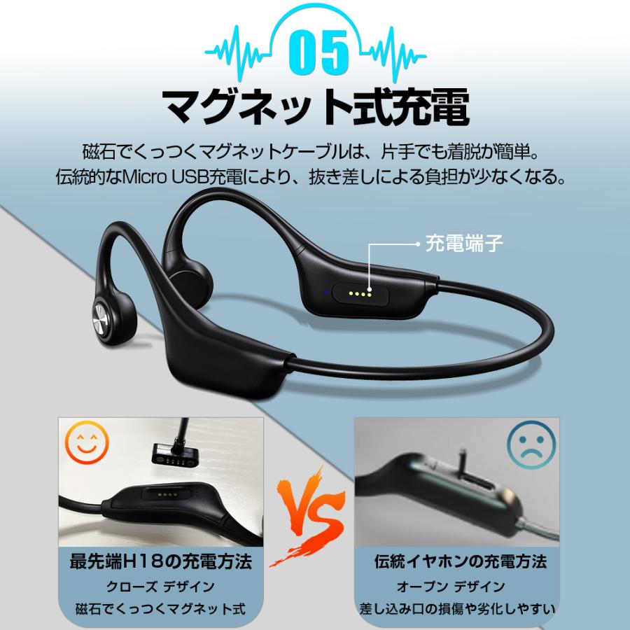 【2022革新版・最強防水】 骨伝導イヤホン ワイヤレスイヤホン Bluetooth 5.1 高音質 CVC8.0ノイズキャンセリング 超軽量 自動ペアリング マイク付き IPX7防水｜matakul｜12