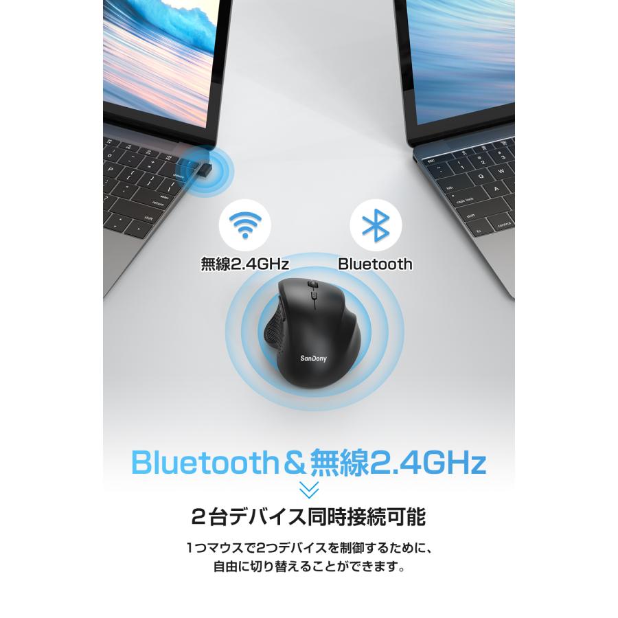 マウス ワイヤレスマウス 無線 Bluetoothマウス 2.4GHz 5ボタン 超静音 バッテリー内蔵 充電式 高精度 Mac/Windows/surface/Microsoft Pro 使いやすい｜matakul｜03