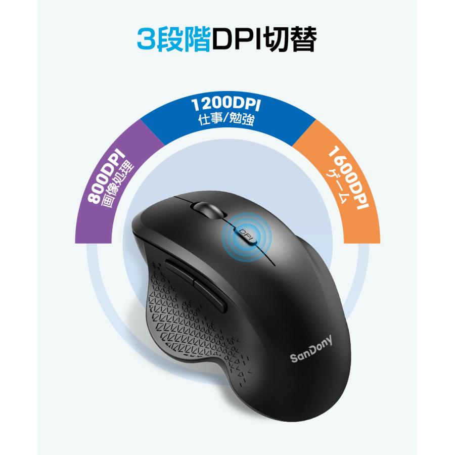 マウス ワイヤレスマウス 無線 Bluetoothマウス 2.4GHz 5ボタン 超静音 バッテリー内蔵 充電式 高精度 Mac/Windows/surface/Microsoft Pro 使いやすい｜matakul｜06