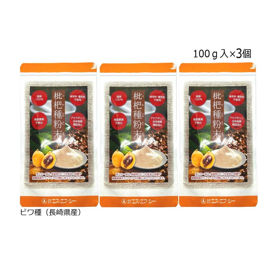 枇杷種粉末 100g 3個セット エスエフシー びわ ビワ種 : マッチング 
