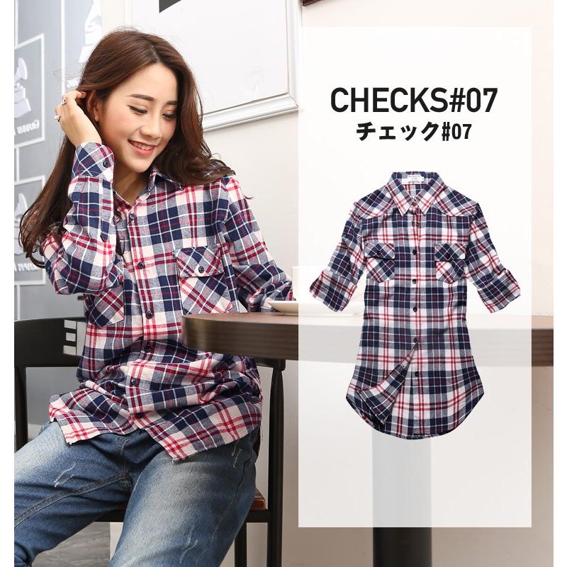 2枚目半額】チェックシャツ レディース ロングシャツ 大きいサイズ