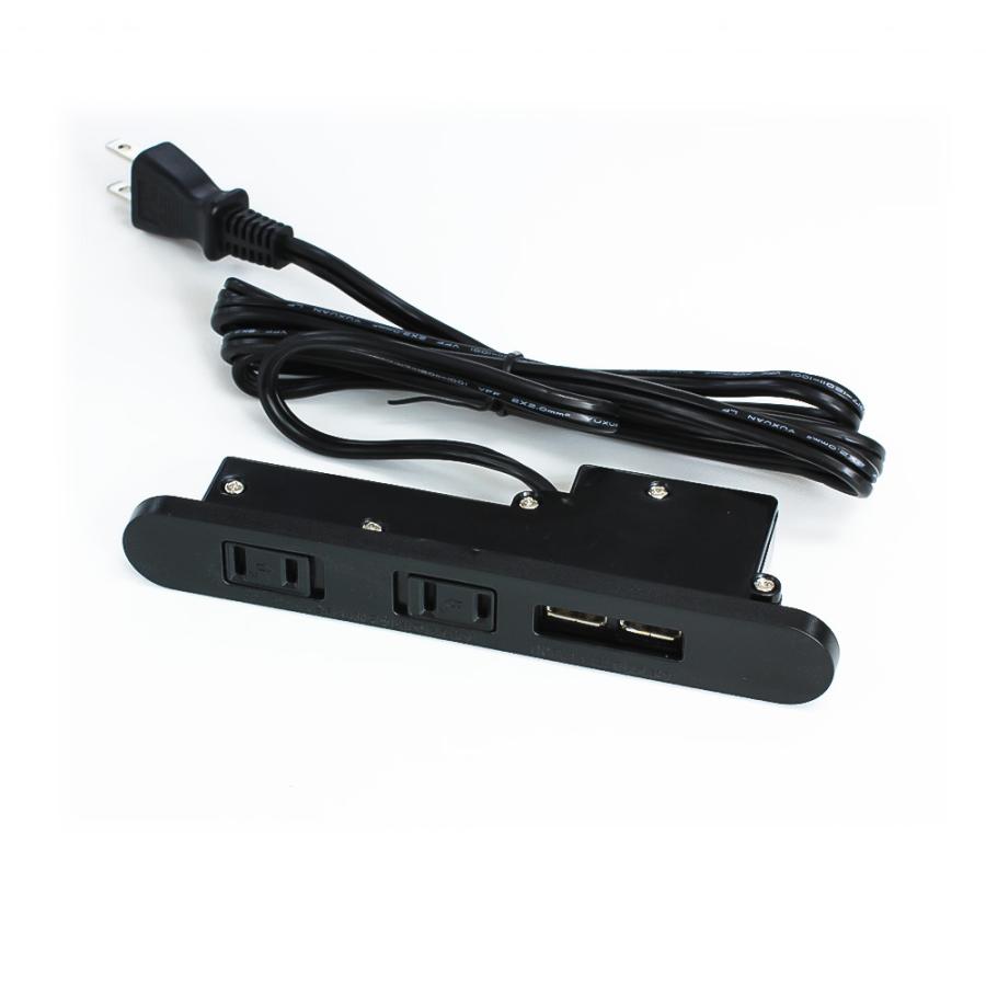家具用コンセント/USBコンセントプラグ【ブラック】USBポート2口 AC