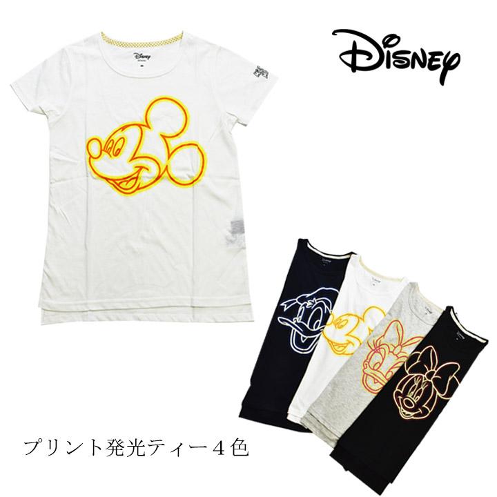 Disney ディズニー フェイスプリントtシャツ ティー キャラクター 夜間発光 発光加工 品質は非常に良い