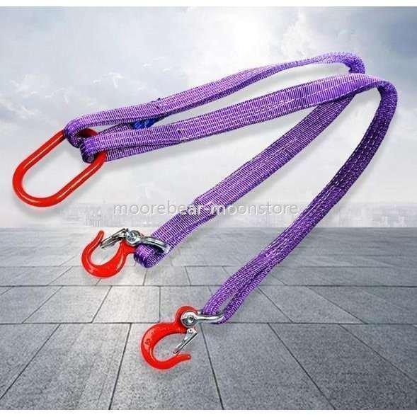 ベルトスリング 2点吊りスリングベルト 合金鋼製フック付き リング付き ポリエステル製 使用荷重2t 玉掛け作業 運搬 荷吊り 業務用 1m | ブランド登録なし