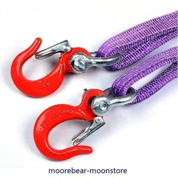 ベルトスリング 2点吊りスリングベルト 合金鋼製フック付き リング付き ポリエステル製 使用荷重2t 玉掛け作業 運搬 荷吊り 業務用 1m | ブランド登録なし | 02