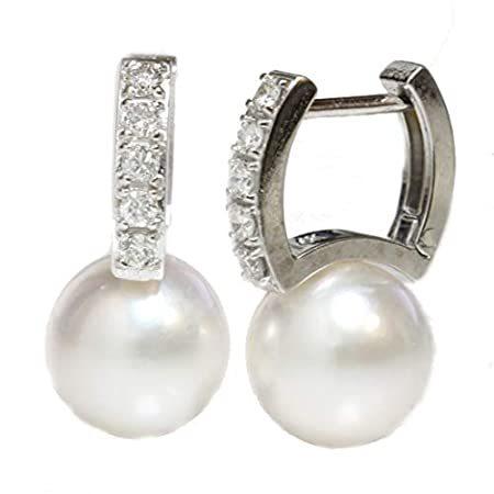 大特価 Earrings Pearl Hoop Dangle Hanadama Akoya Cultured Diamond for Wh好評販売中 14k Women イヤリング
