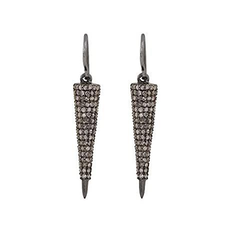 国内外の人気が集結 Pave Ct. 3.21 特別価格Natural Diamond Soli好評販売中 Earrings Hook Dangle & Dangle Spike Long イヤリング