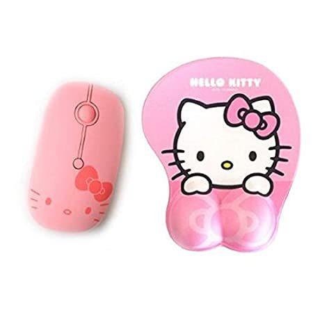 出産祝い 特別価格Hello Kitty Quiet Wireless Mouse HK-W330M + Wrist Protective Mouse Pad, Pin好評販売中 その他マウス、トラックボール