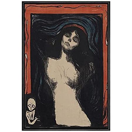 Wall26 フレーム入りキャンバスプリント ウォールアート マドンナ エドヴァード ムンク作 歴史的イラスト ファインアート 伝統的な風景 カラフル厳選海外商品ー センターテーブル 素敵な Razberi Net