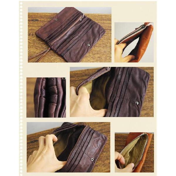 ANNAK アナック ウォッシュ レザー ロング ウォレット ダークブラウン系
