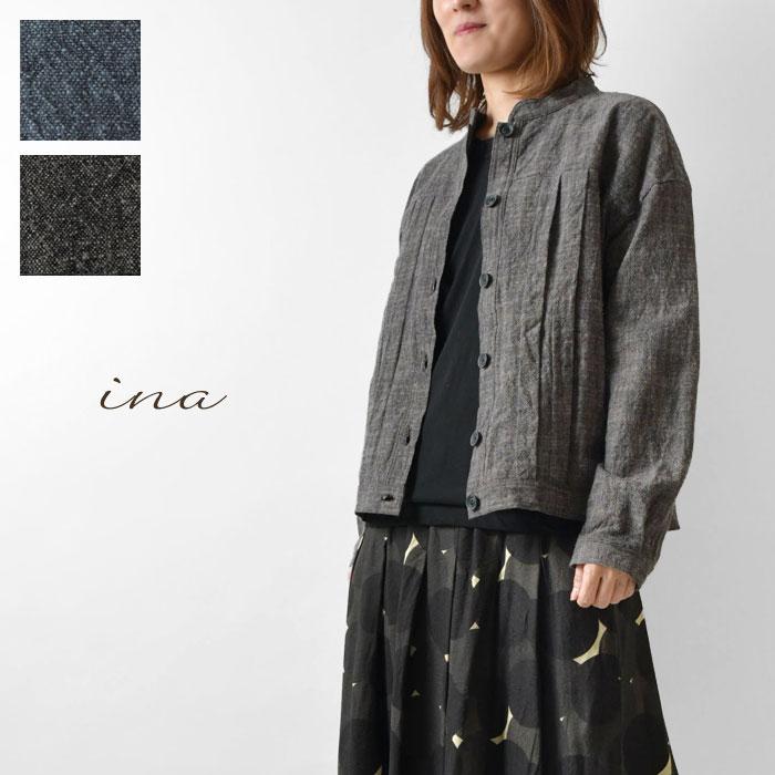 SALE 40%OFF ina イナ 前後 ヨーク 切替 スタンドカラー ジャケット