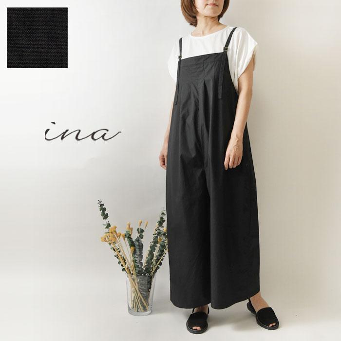 サロペットパンツ ina イナ コットン タイプライター 胸 タック