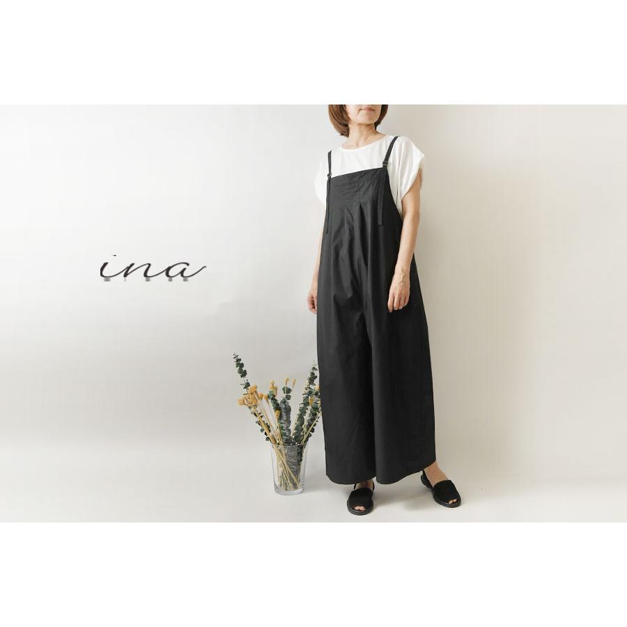 サロペットパンツ ina イナ コットン タイプライター 胸 タック