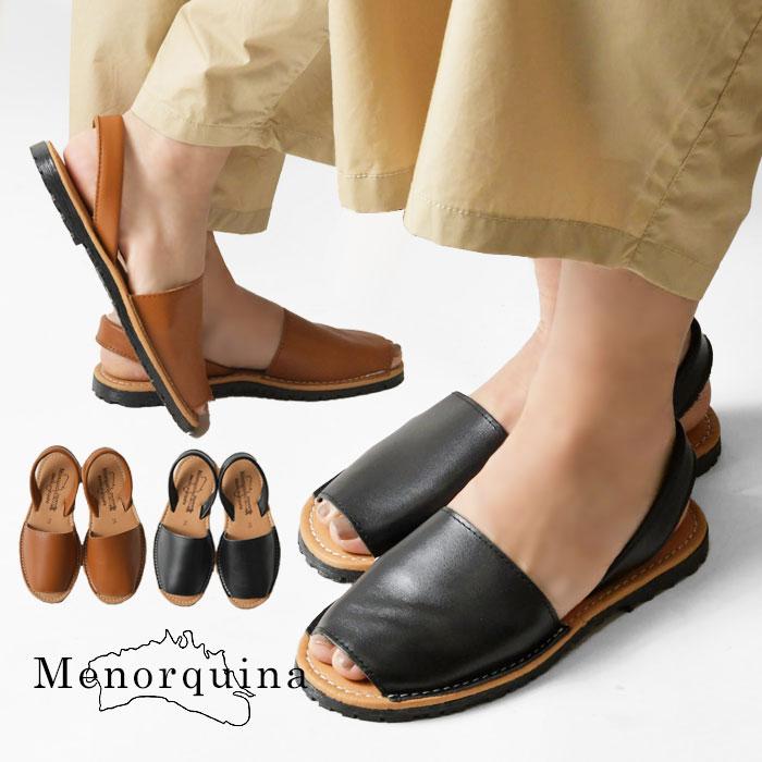MENORQUINA メノルクイナ レザー バックストラップ フラットサンダル