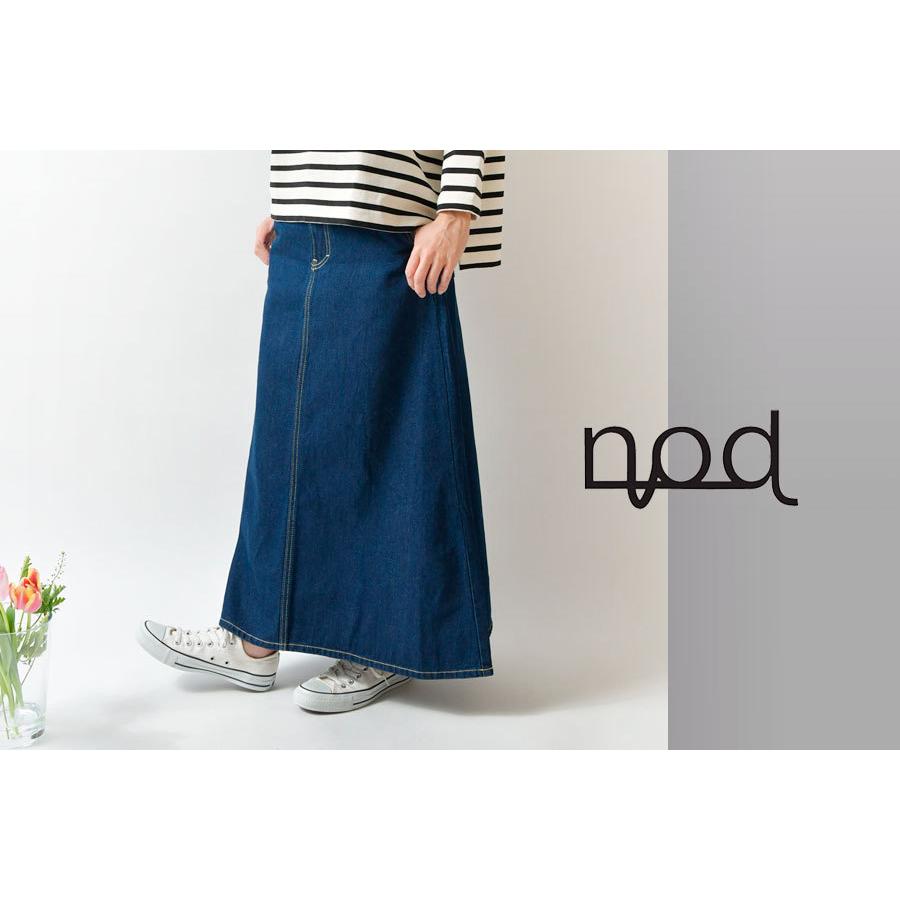 nodress デニム パンツ スカート NOD 10%OFFクーポン スカート ノッド コットン デニム フレアー マキシ
