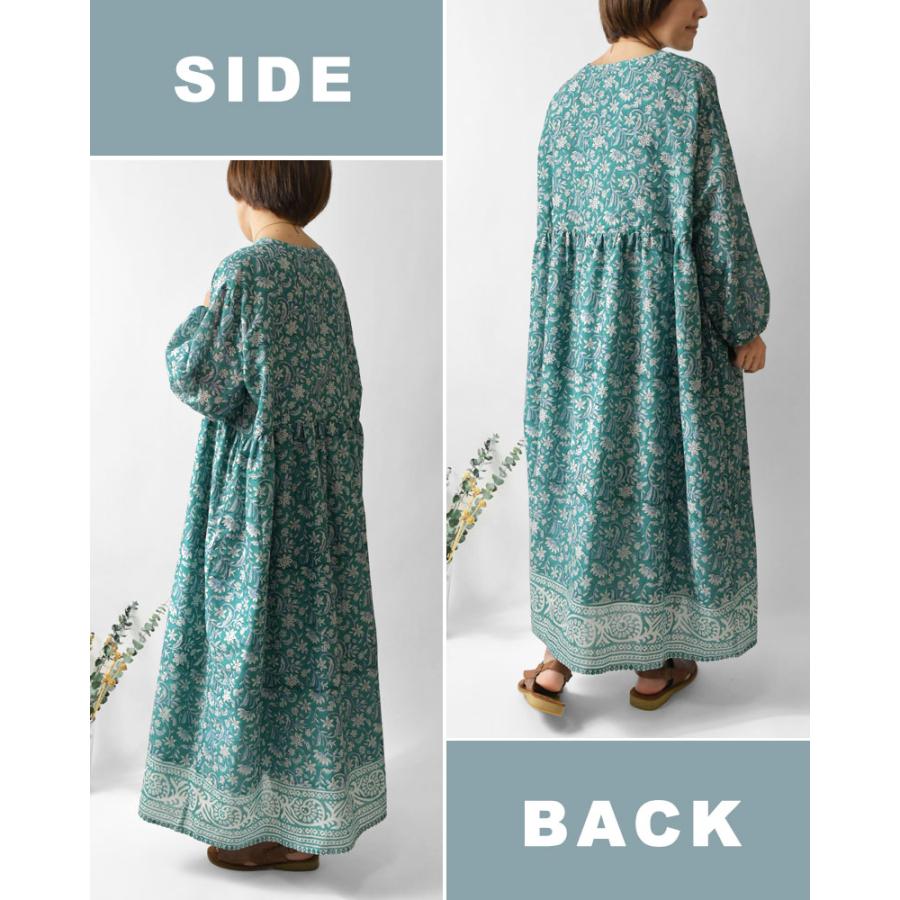 10%OFFクーポン tene. テネ サンサーラ Vネック ブロックプリント