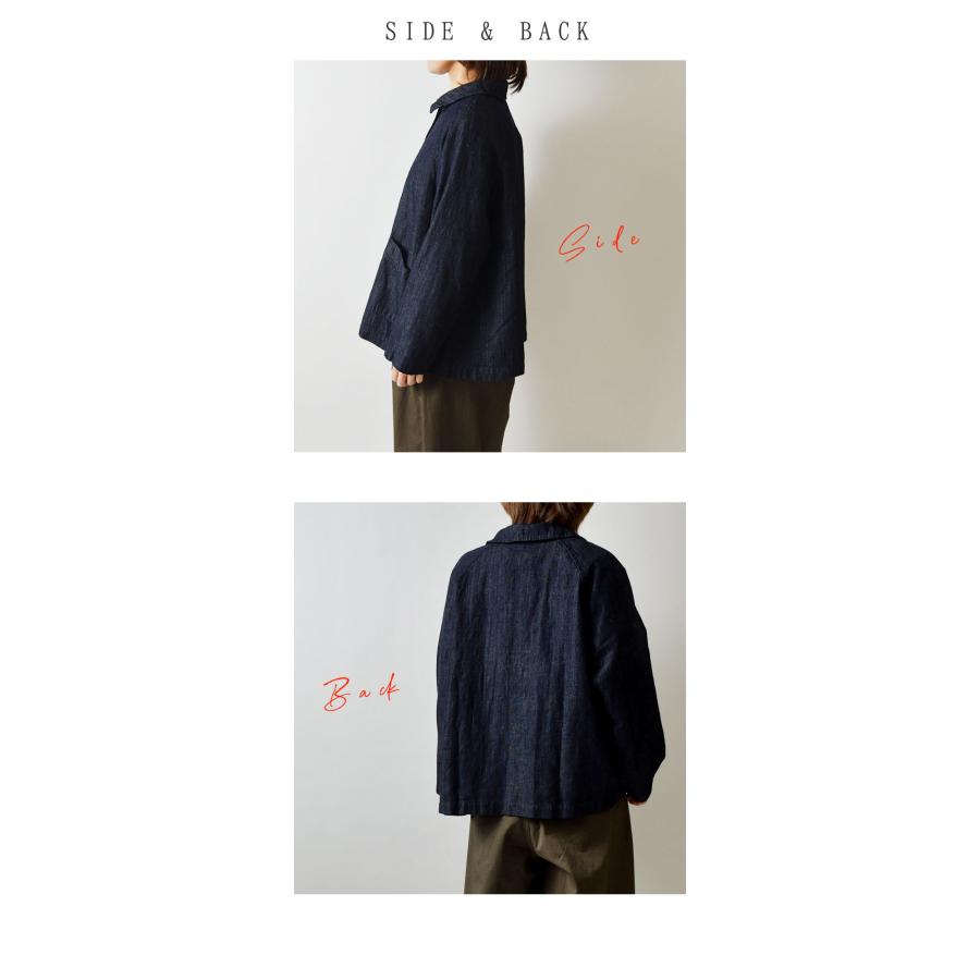 ジャケット sloe スロウ コットン リネン デニム BIG カラー ラグラン