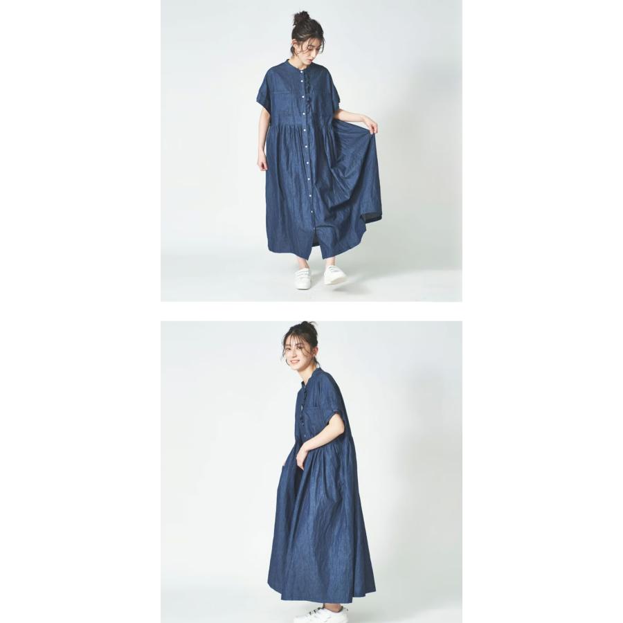 【ubasoku ウバソク】バンドカラー デニムワンピース ubasoku（ウバソク） 10%OFFクーポン レディース バンドカラー