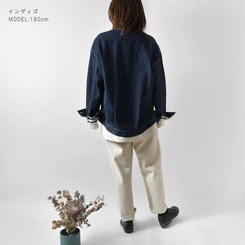 vent blanc ヴァンブラン】11oz デニム ノーカラー ジャケット (VBJ213364)レディース 春 夏 秋 冬 Gジャン アウター 服  長袖 羽織り ナチュラル シンプル カジュアル ストレッチ 日本製 20代 30代 40代 50代 60代 卒業式 - 【Matilda】-  プレゼント＆ギフトのギフトモール