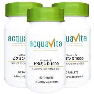 アクアヴィータ 60％以上節約 ビタミンD1000 60粒 アクアビータ Ａｃｑｕａｖｉｔａ 上質で快適 ３本セット