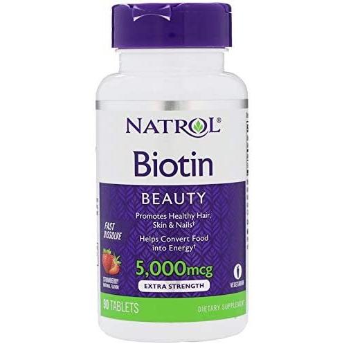 推奨 Natrol - 苺味 5000 mcg 並行輸入品 biotin カプセル ビオチン ストロベリー90 激安人気新品