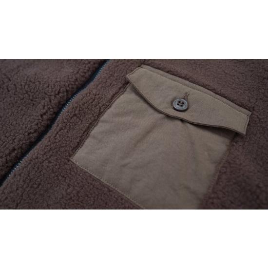 2021新作秋冬 Edit clothing Hard seep boa vest(ハードシープボアベスト/ブラウン) 5cm　