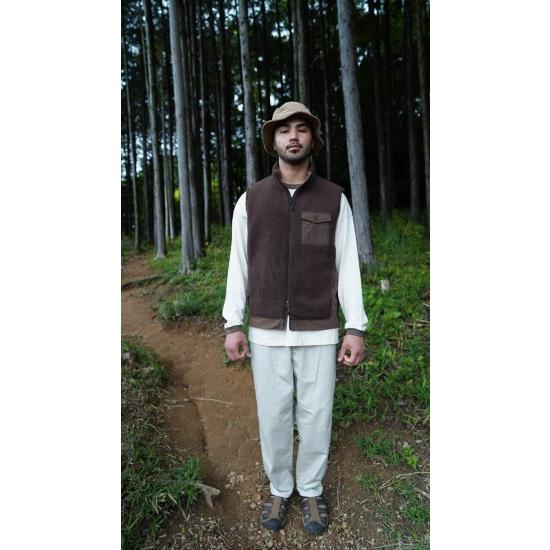 2021新作秋冬 Edit clothing Hard seep boa vest(ハードシープボアベスト/ブラウン) 5cm　