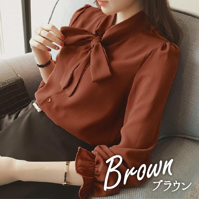 ボウタイ ブラウス ボウタイブラウス リボン オフィスカジュアル 韓国 リボンシャツ カジュアル 長袖 秋 春 レディース きれいめ 上品 無地 ビジネス デート | ブランド登録なし | 17