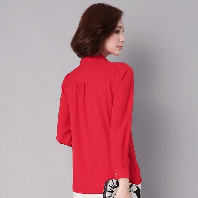 【在庫処分セール！送料無料！】シャツ スキッパー レディース ブラウス 長袖 トップス カットソー シフォン タック 無地 通勤 オフィスカジュアル | ブランド登録なし | 12