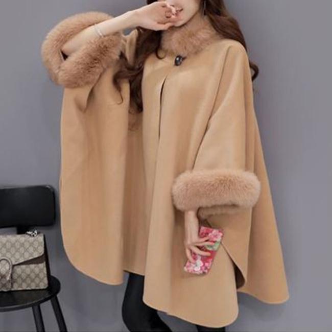 在庫処分セール！送料無料！】レディース ポンチョ ケープ フェイク