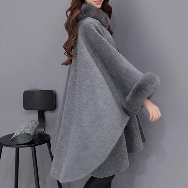 在庫処分セール！送料無料！】レディース ポンチョ ケープ フェイク