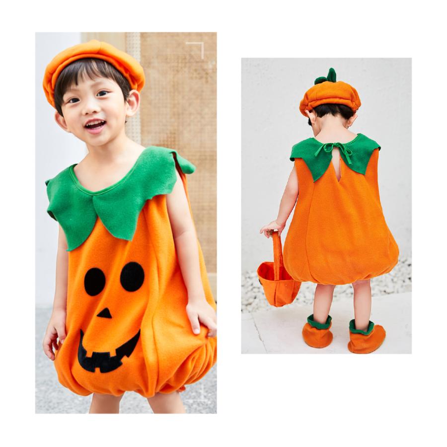 ハロウィン かぼちゃ コスプレ キッズ 衣装 子供 仮装 パンプキン こども 男の子 女の子 パーティー イベント 80 90 100 110 120 130 | ブランド登録なし | 05