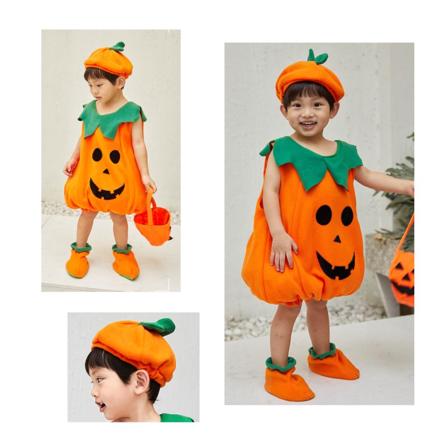ハロウィン かぼちゃ コスプレ キッズ 衣装 子供 仮装 パンプキン こども 男の子 女の子 パーティー イベント 80 90 100 110 120 130 | ブランド登録なし | 07