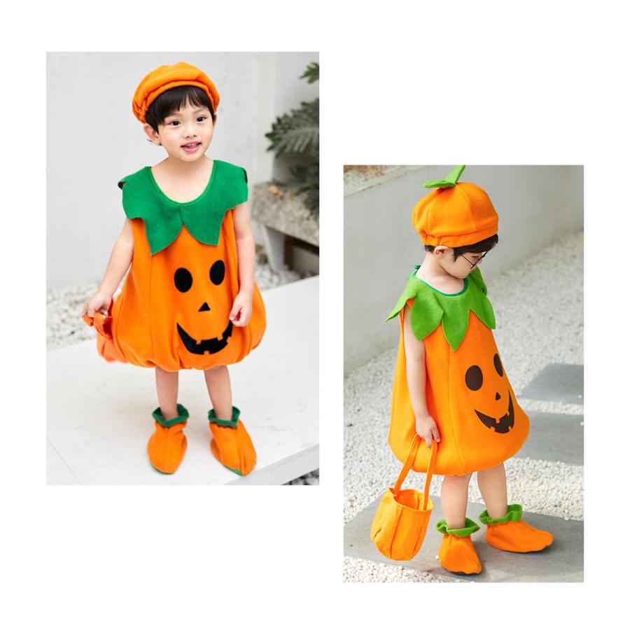 ハロウィン かぼちゃ コスプレ キッズ 衣装 子供 仮装 パンプキン こども 男の子 女の子 パーティー イベント 80 90 100 110 120 130 | ブランド登録なし | 09