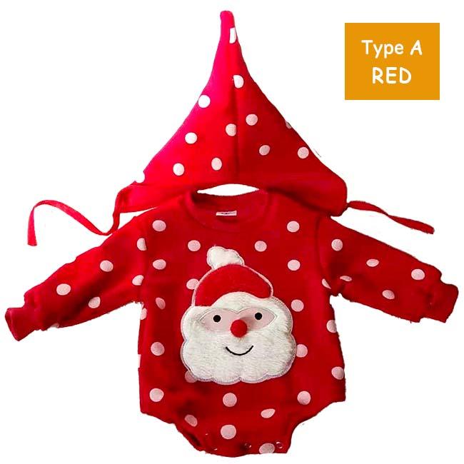クリスマス 子供 赤ちゃん ベビー 子供服 服 ロンパース 衣装 プレゼント サンタ 赤 白 コスプレ 仮装 帽子 フード サンタロンパース | ブランド登録なし | 03