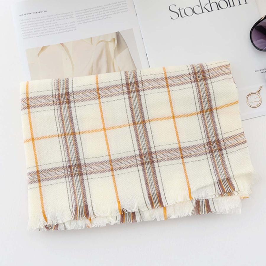 マフラー レディース チェック プレゼント ブラック ピンク キャメル カーキ ホワイト 黒 白 中学生 高校生 学生 洗える イミテーションカシミア アクリル | ブランド登録なし | 11