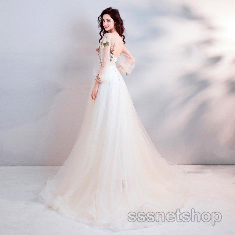 破格値下げ 花嫁ドレス 二次会 結婚式 ウェディングドレス 長袖 コスチューム Sssnetshop 演奏会 発表会 ナイトドレス フォーマルドレス 披露宴 ロングドレス Aライン スレンダーライン 有料ラッピングは 備考欄からのご連絡は受付不可 了承した