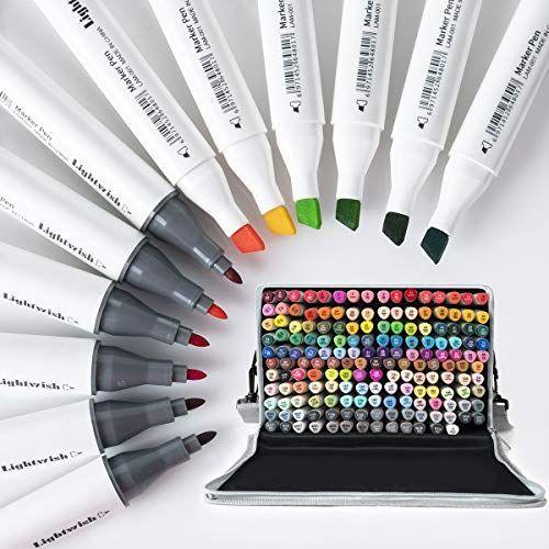 大人気の イラストマーカー マーカーペン Lightwish 168色 学 ホビー 画材 コミック マンガ 美術 カード イラストなどに適す 太細両端 蛍光ペン