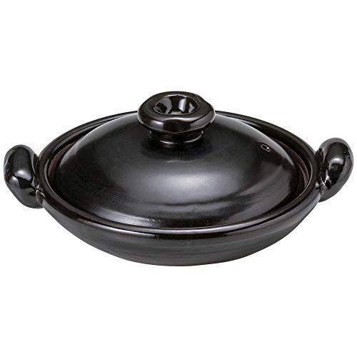 グランドセール 山下工芸 土鍋 陶器 35×φ28×12.5cm(身6cm) 黒釉 手造り すっぽん鍋9号 15035770 土鍋