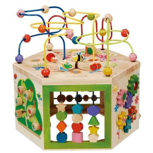 EverEarth ガーデンアクティビティキューブ 木製形状&カラーソーター ビーズ迷路&カウントベビートイ ガーデンアクティビティキューブ 木製形状&カラーソーター ビーズ迷路&カウントベビートイ