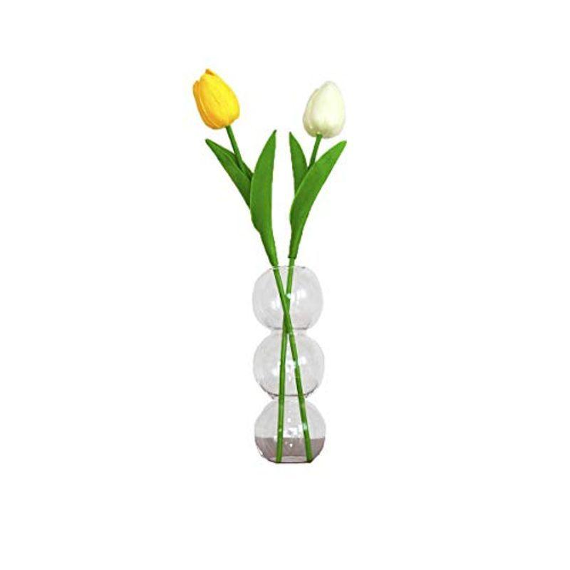 フラワーベース 3連バブル 造花チューリップ2本セット クリアガラス 透明 花瓶 韓国 人気 インテリア オブジェ おしゃれ 雑貨 花 一輪 マツタケストアー 通販 Yahoo ショッピング
