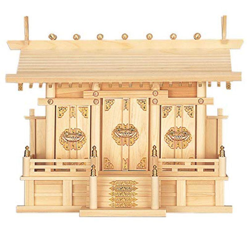 イチオリーズ 神棚の匠 神棚 通し屋根三社 中 外寸 高さ46cm×幅60cm