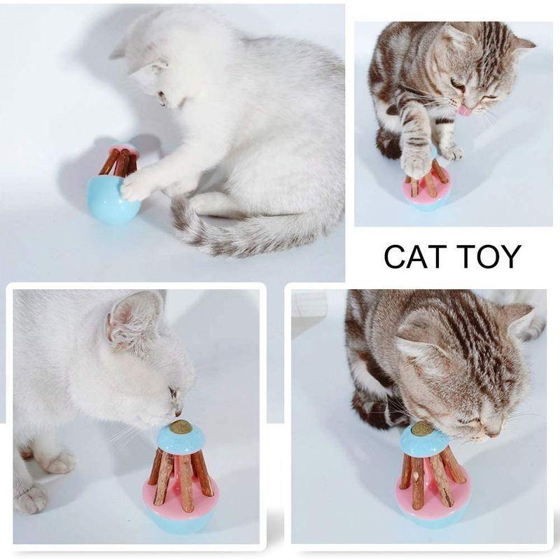 猫おもちゃ 6本猫歯ぎしり棒 猫おもちゃボール 猫薄荷 ストレス解消 自動 肥満解消 運動不足 猫遊び用 倒れないおもちゃ 360度自動 おもちゃ