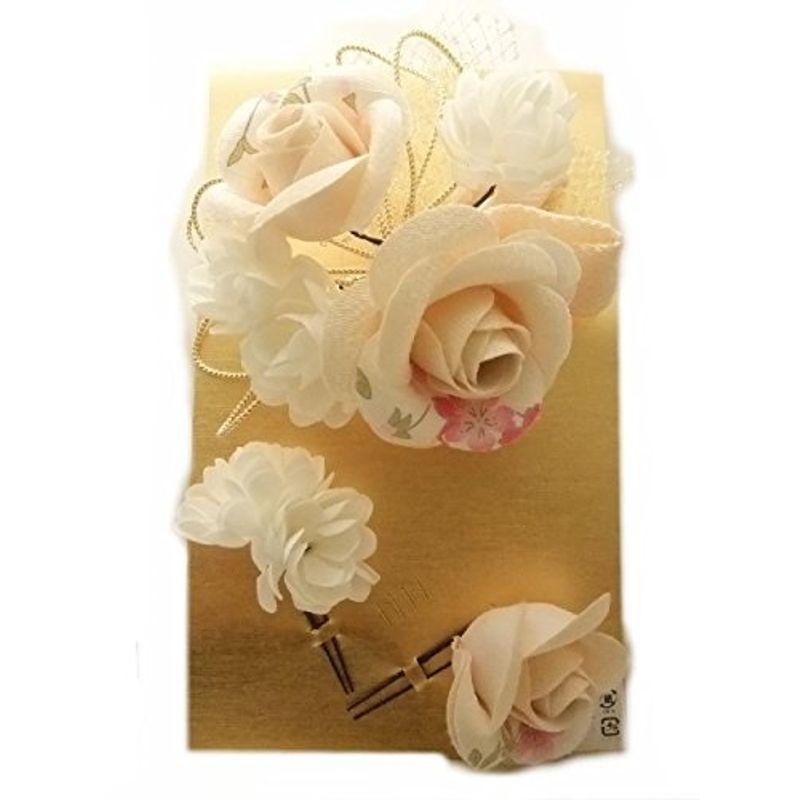 店舗良い 花 卒業式 成人式 髪飾り 白薄ピンク ac223 ３点セット 和風 ドレス かんざし、髪飾り
