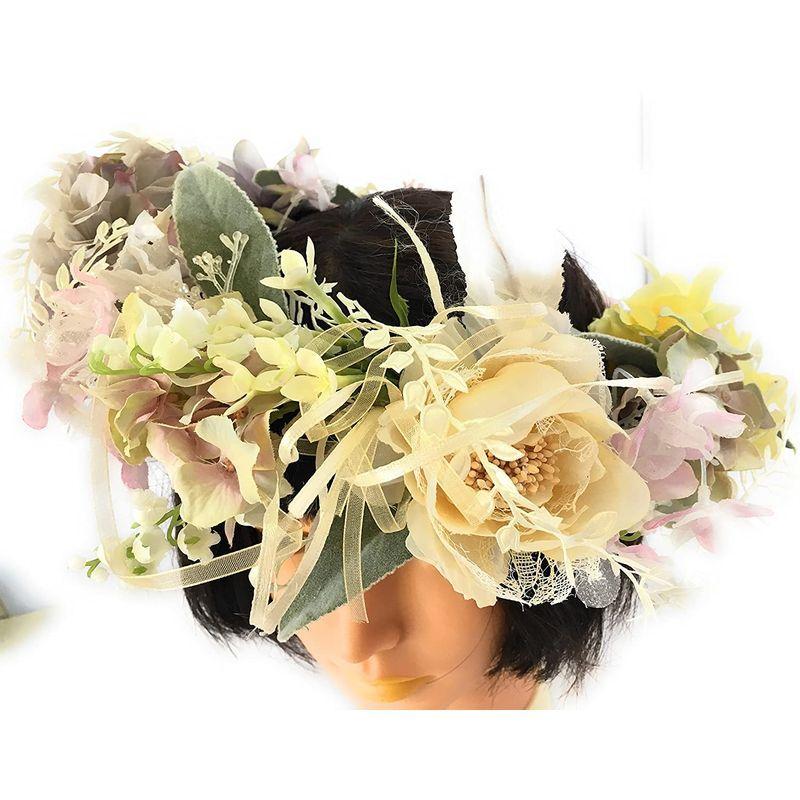 マーメイドの花かんむり 結婚式 成人式 髪飾り ウエディング 和装 アンティーク色