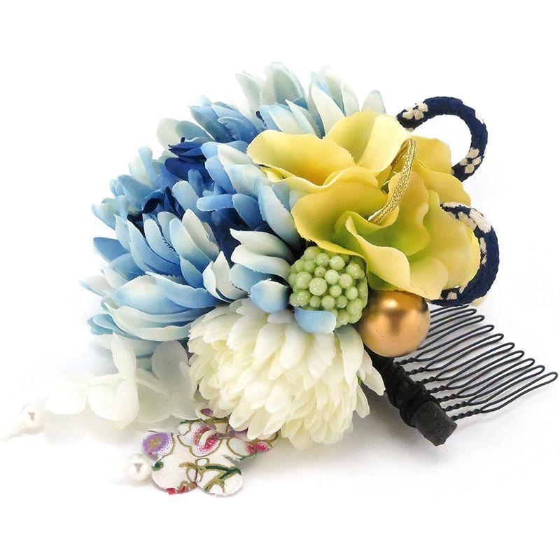 髪飾り 子供 Sumika 手作りのアートフラワー髪飾り 4点セット 水色系 マム Smk12 上品な