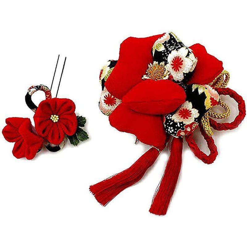 注目の福袋 花 赤 2点セット 結婚式 袴 卒業式 浴衣 振袖 成人式 髪飾り 和 玉 花飾り ちりめんフォーマル つまみ細工 簪 手作り かんざし 洋 かんざし 髪飾り Awacc Org